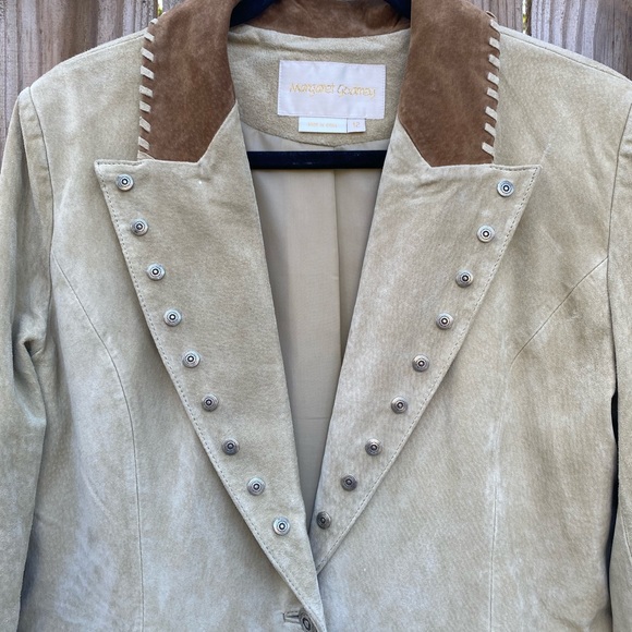 Margaret Godfrey Cream & Tan Leather Western Coat - Picture 2 of 12